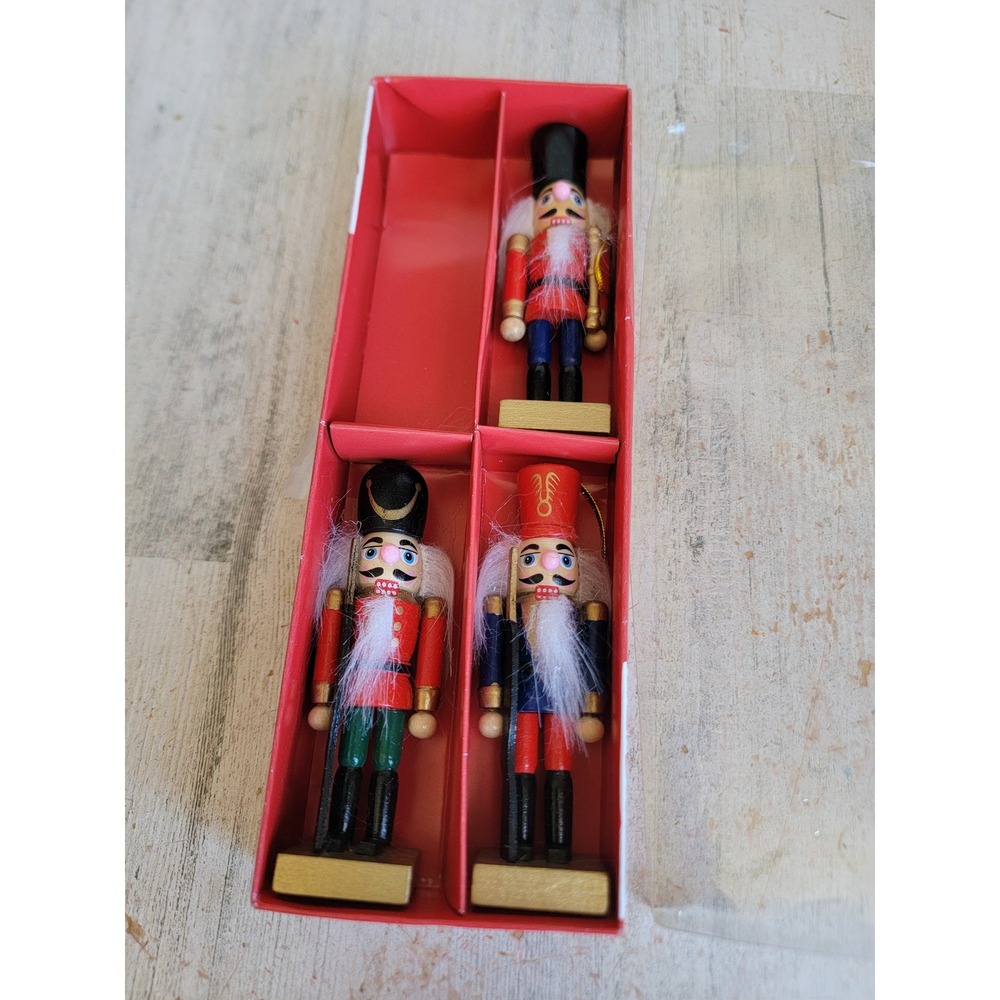 Nutcracker holiday style mini Soldier ornament Xmas wooden gun set home